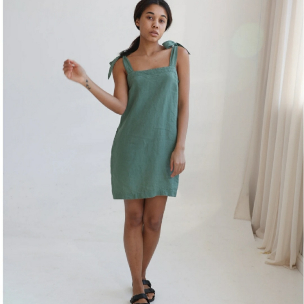 LINENIDstudio FLORA mini dress in Midnight  Blue color S